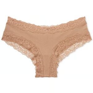 Victoria's Secret The Lacie Lace Waist Cotton Cheeky Panty LARGE TAN